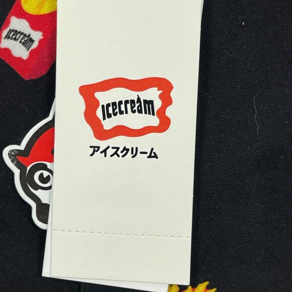 Ice Cream Hawaiian Shirt Boys 9/10 Black French Fry Print Rayon Logo Button Up - Picture 7 of 10